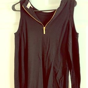 Shoulder less MK sweater with zipper back